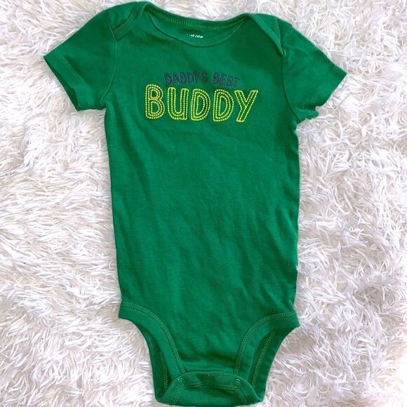 Carter’s Baby Green Daddy’s Best Buddy Graphic Short Sleeve Onesie Bodysuit 6M - Picture 1 of 7